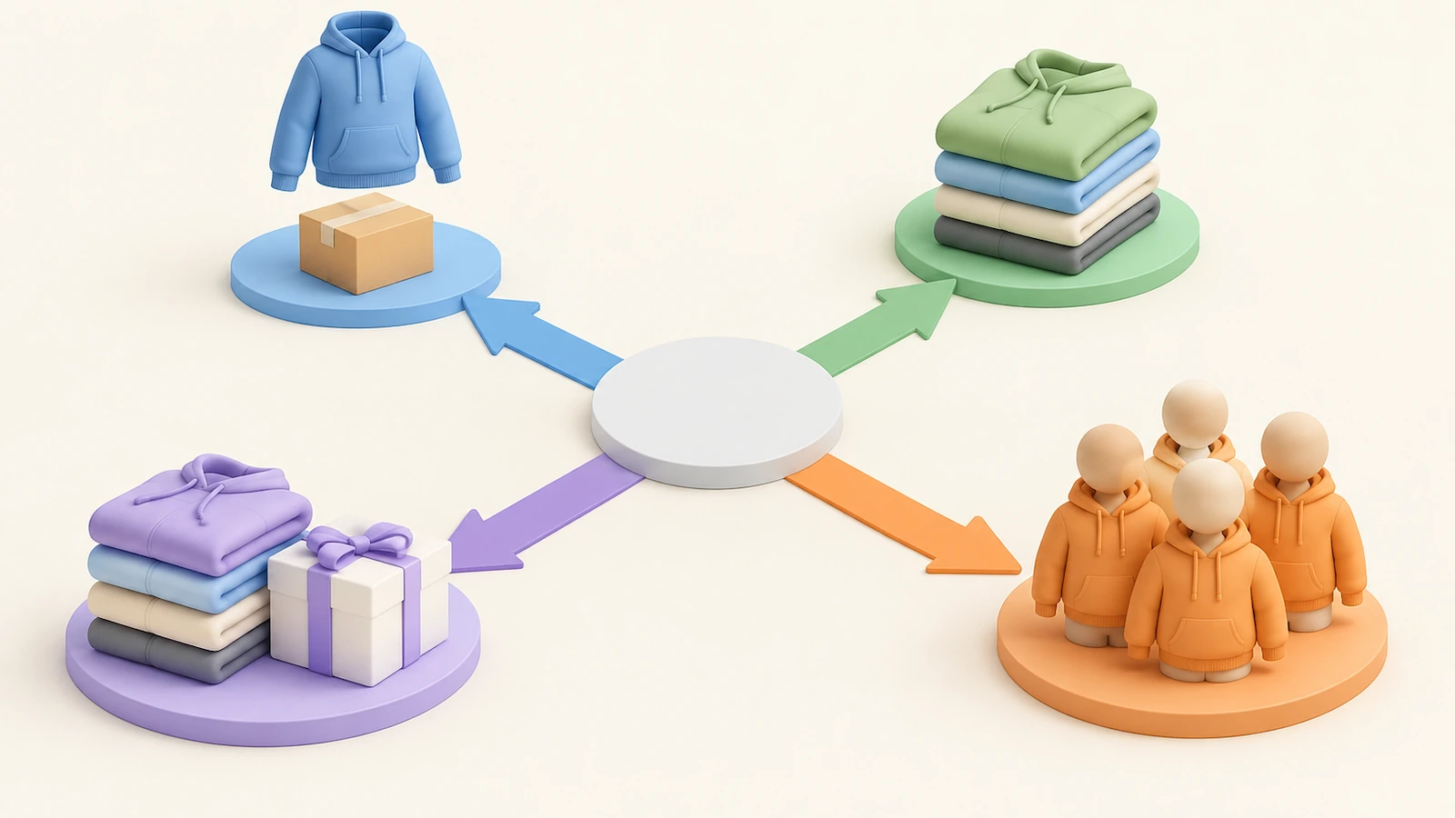 Quattro strade per avviare un'attività di hoodie: stampa su richiesta, produzione in piccoli lotti, marchio proprio e merchandising per organizzazioni